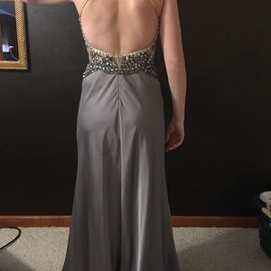 Prom dress. Grey. Size 4. Floor length.